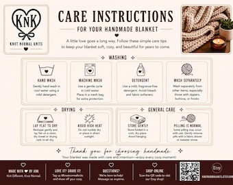 Hand Knit Blanket Care Instructions (PDF)