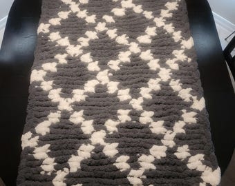 FREE SHIPPING: Luxe Lattice- Hand Knitted Chenille Throw (30" x 60")
