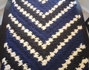 FREE SHIPPING: Unbroken Current- One of a Kind Hand Knitted Chenille Throw (36" x 58")