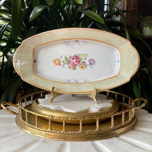 Antique Bavaria Hand Painted Floral Porcelain Tray - Serving Dish - Vanity Decor