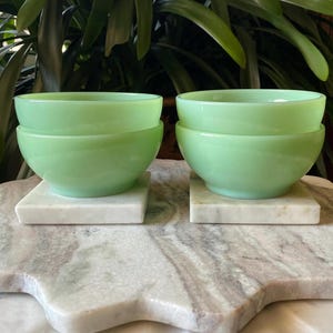 1950’s Set of 4 Jadeite Fire King Chilli Bowls Anchor Hocking U.S.A - Vintage Dishes