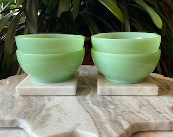 1950’s Set of 4 Jadeite Fire King Chilli Bowls Anchor Hocking U.S.A - Vintage Dishes