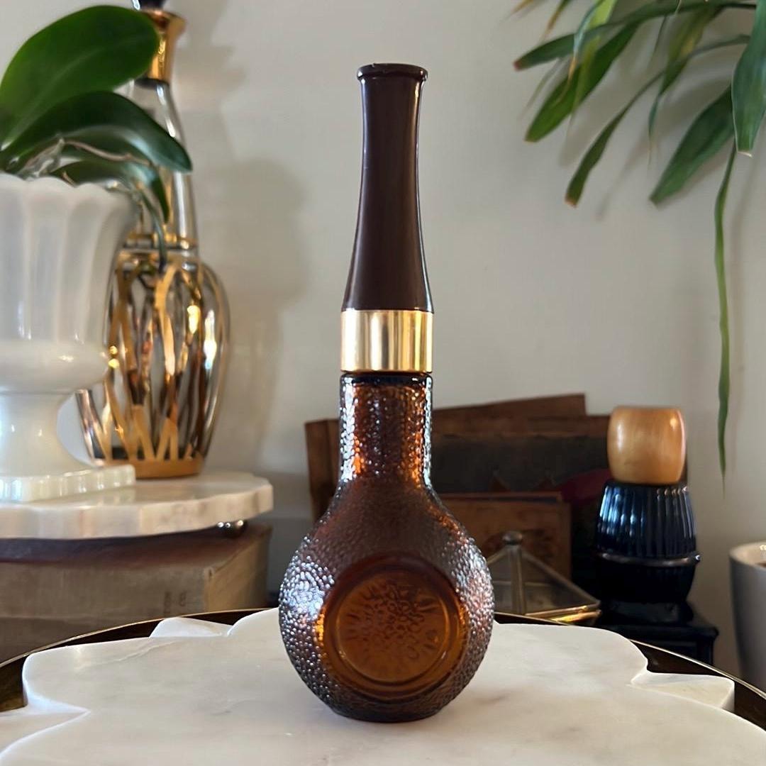 Vintage 1970’s Avon Pipe Full Spicy After Shave Decanter Cologne Brown