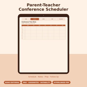Planner voor ouder-leerkrachtgesprekken, Boho Notes en voorbereidingsplanner voor leerkrachten, iPad GoodNotes PDF