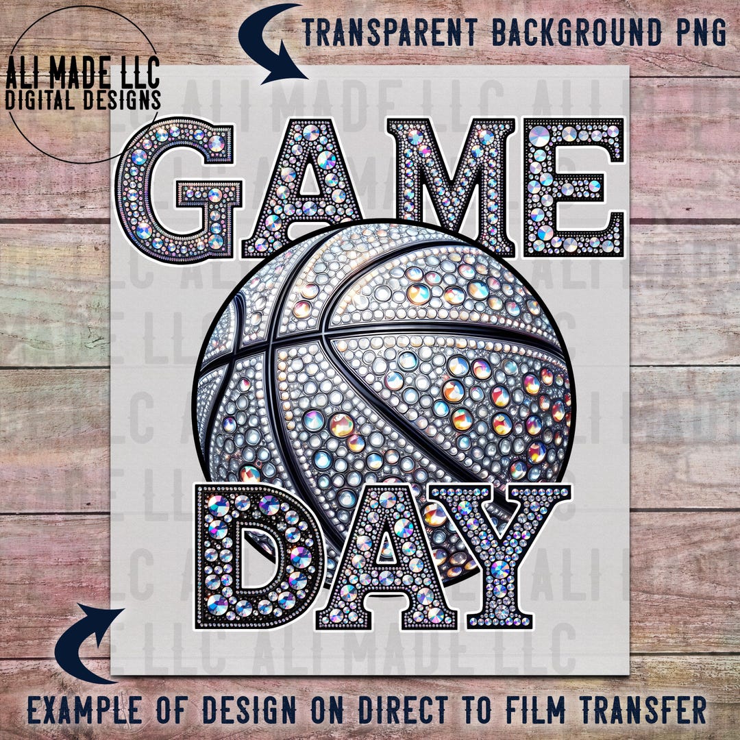 Basketball Game Day Colored Iridescent Rhinestones - PNG Digital Download Use for Shirts Hats ...