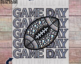 Football Game Day Iridescent Rhinestones - PNG Digital Download, Use for Shirts, Mugs,Hats, Direct-to-Film, DTF, Sublimation, School Spirit