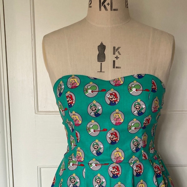 mario cameos - character sweet heart dress - made to order