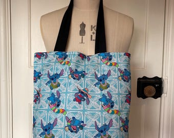 Striped lilo and stitch tote bag