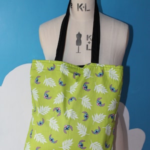 lime green lilo and stitch tote bag