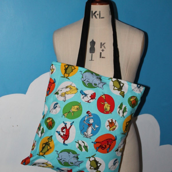 blue dr seuss tote bag