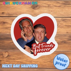 Trump And Epstein Best Friends Forever Sticker, Laptop Decal, Satirical Anti-Trump Political Sticker, Trendy Sticker, Vinyl Sticker,Activist