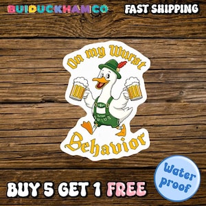 Oktoberfest Sticker, Funny Oktoberfest On My Wurst Behaviour IV Bag Waterproof Sticker, Couples Beer Laptop Decal, Oktoberfest 2025 Stickers