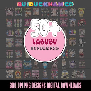 Más de 50 paquetes de Labubu PNG, paquete de personajes de Labubu, diseño de personajes de Labubu, paquete de dibujos animados, paquete digital de Labubu PNG, archivo digital, sublimación