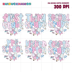 6+ Coquette Bow Pencil Teacher Back To School bundle png, Kindergarten First Day of school png, pre K Pre School 1st 2nd 3rd 4th grade