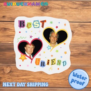Trump And Epstein Best Friends Forever Sticker, Laptop Decal, Satirical Anti-Trump Political Sticker, Trendy Sticker, Vinyl Sticker,Activist
