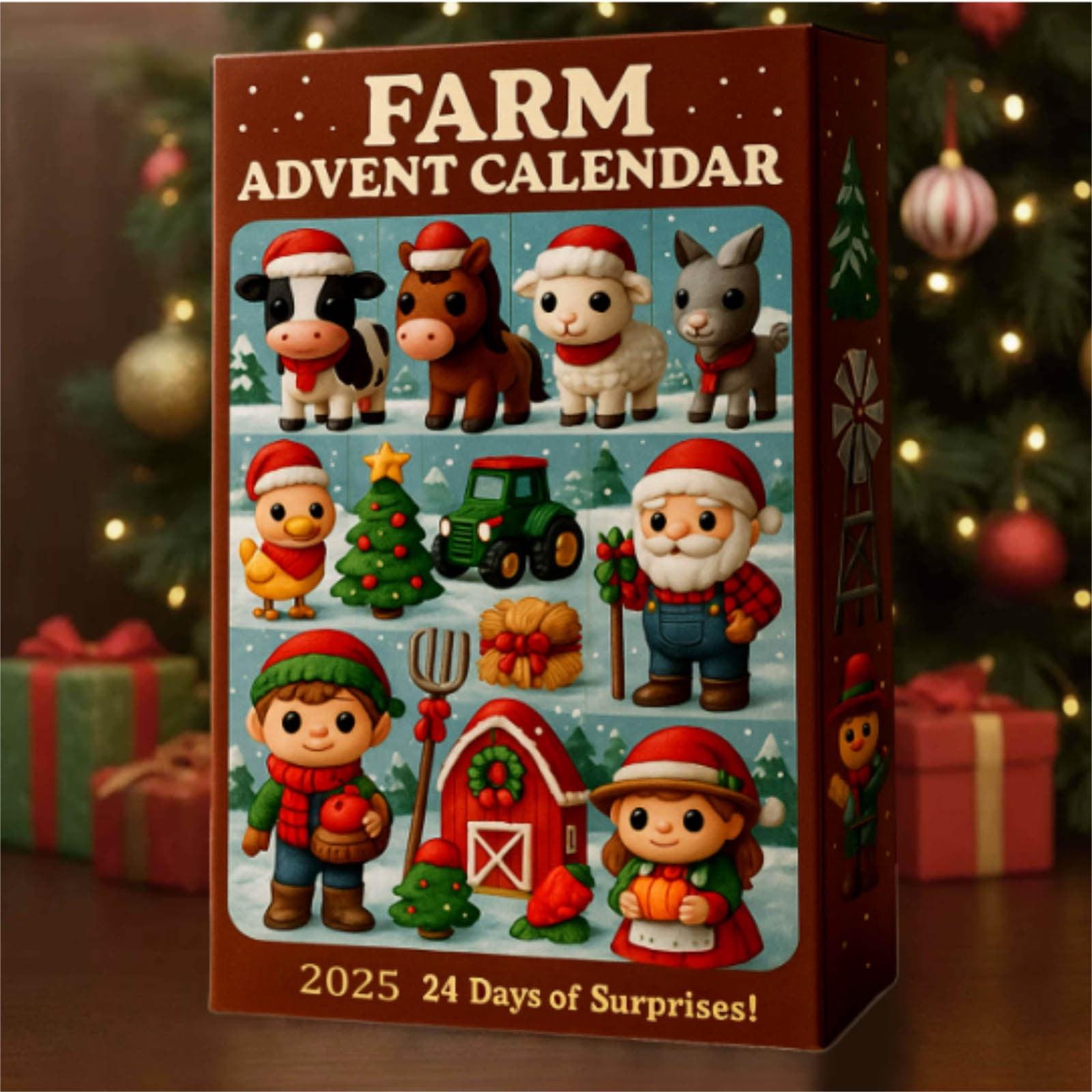 Discover Farm Land Advent Calendar 2025, 24 Days Christmas Countdown with Mini Farm Animal Figurines, Fun Holiday Gift for Kids & Families Decor