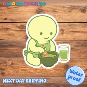 Green Guy Matcha Sticker, Matcha Green tea Sticker, Funny Matcha IV Bag Waterproof Sticker, Matcha Lover sticker, Kawaii Drink Laptop Decal