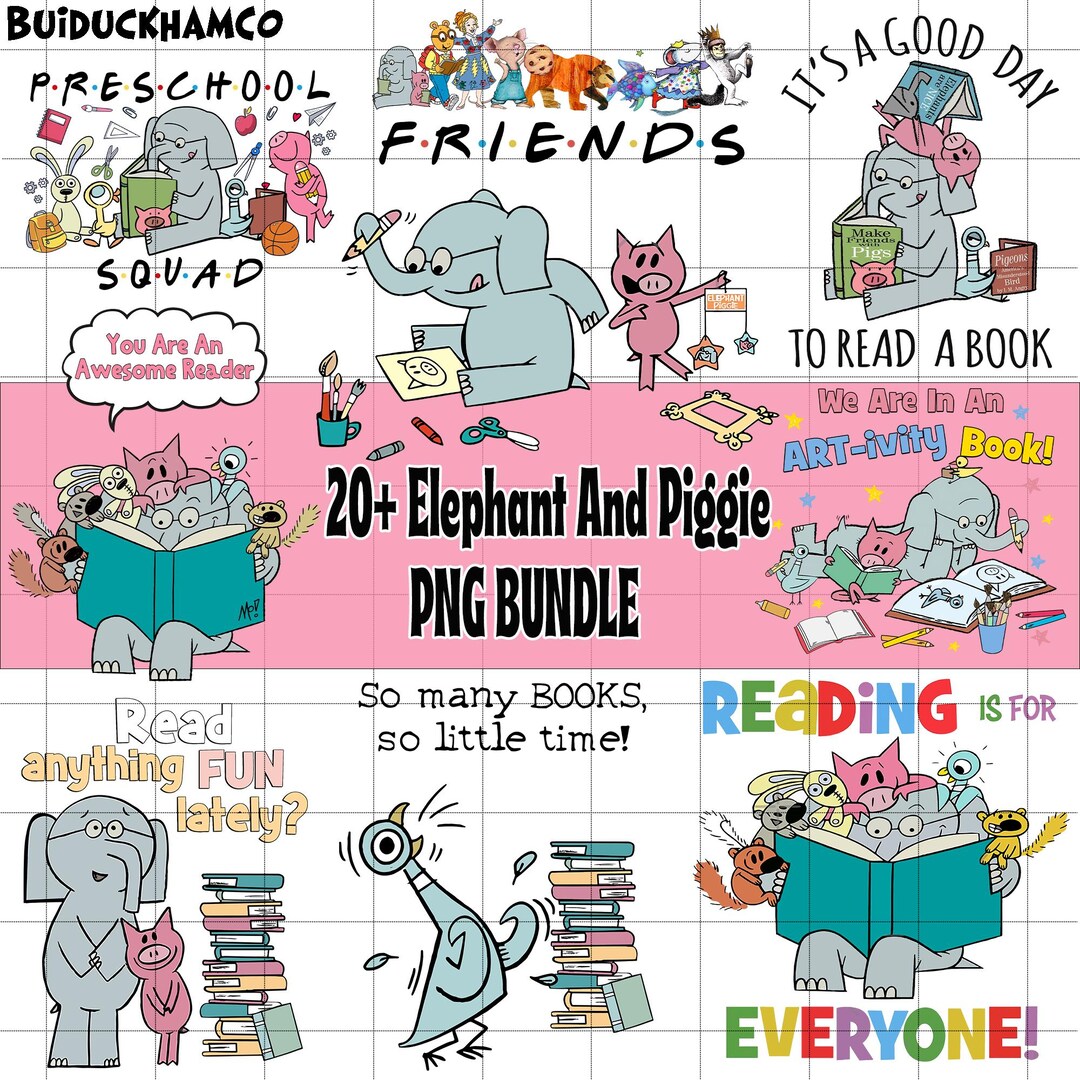 20elephant and Piggie PNG Bundle, Back to School Png, First Day of ...