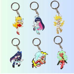 Panty and Stocking With Garterbelt Acrylic Keychain, Cute Anime Double Sided Key Chain, Kawaii Bag Charm Gift for Fans