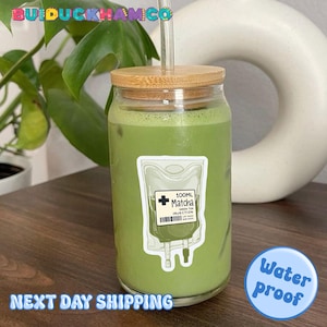 Matcha Green tea Injection Sticker, Funny Matcha IV Bag Waterproof Sticker, Matcha Lover sticker, Kawaii Drink Decal, Nurse Week Accessory