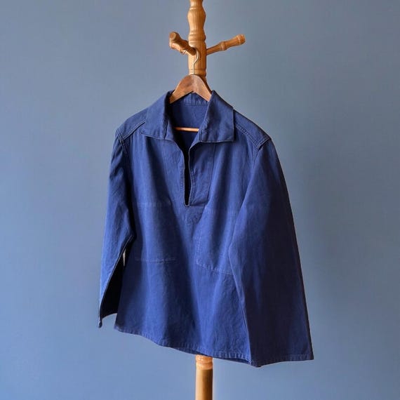 Vintage 1950s-1960s French Fisherman Canvas Smock Pullover Shirt  