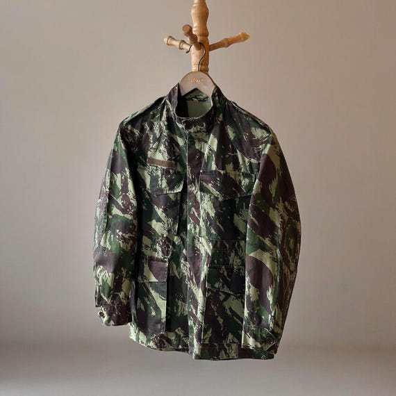 Vintage 1960's-1970's Portuguese Army Jacket Cotton HBT Camo Vintage 1960's-1970's Portuguese Army Jacket Cotton HBT Camo