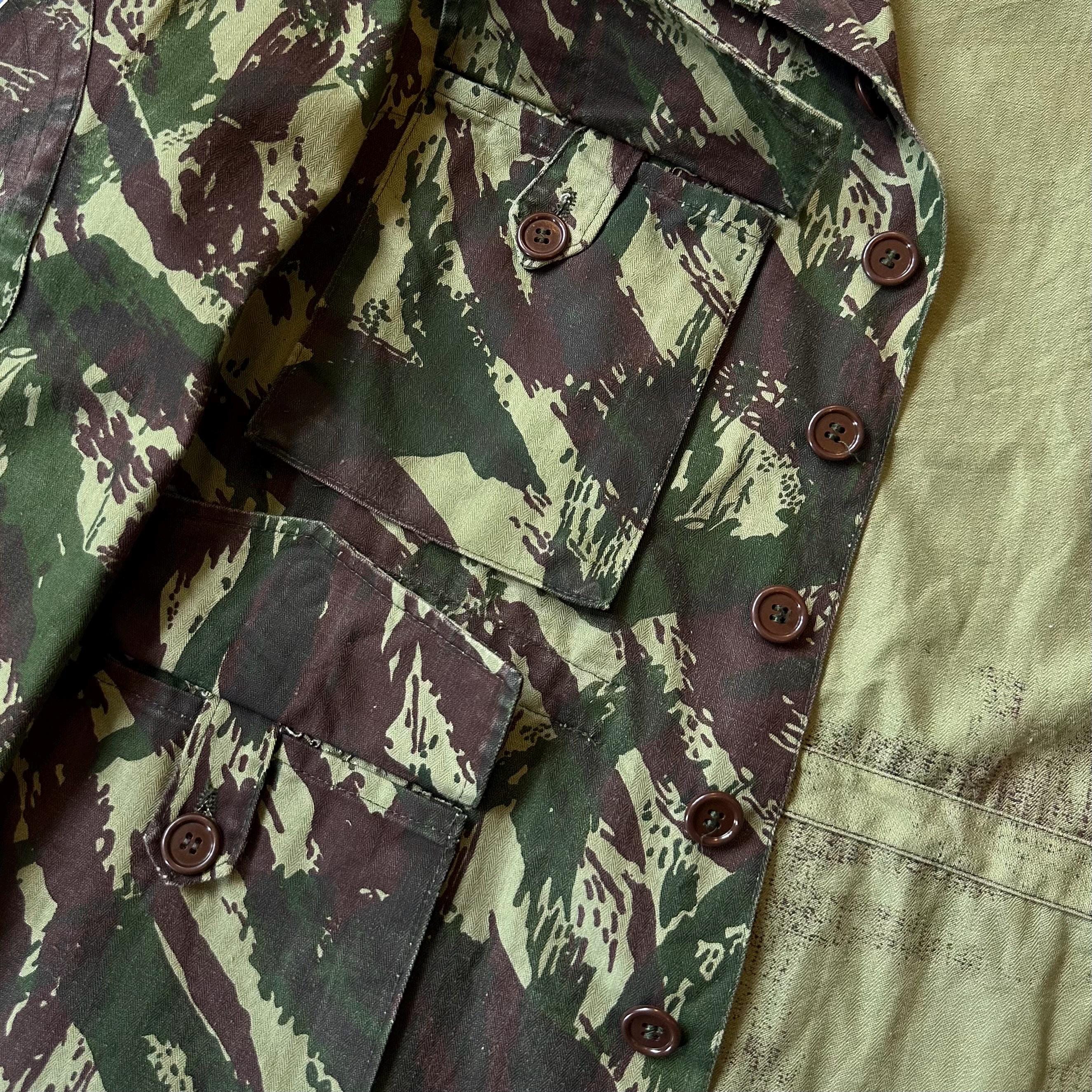 Vintage 1960's-1970's Portuguese Army Jacket Cotton HBT Camo Vintage 1960's-1970's Portuguese Army Jacket Cotton HBT Camo