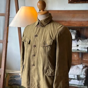 Vintage 1940’s WW2 Imperial Japanese Army wool and silk jacket, Real wooden buttons