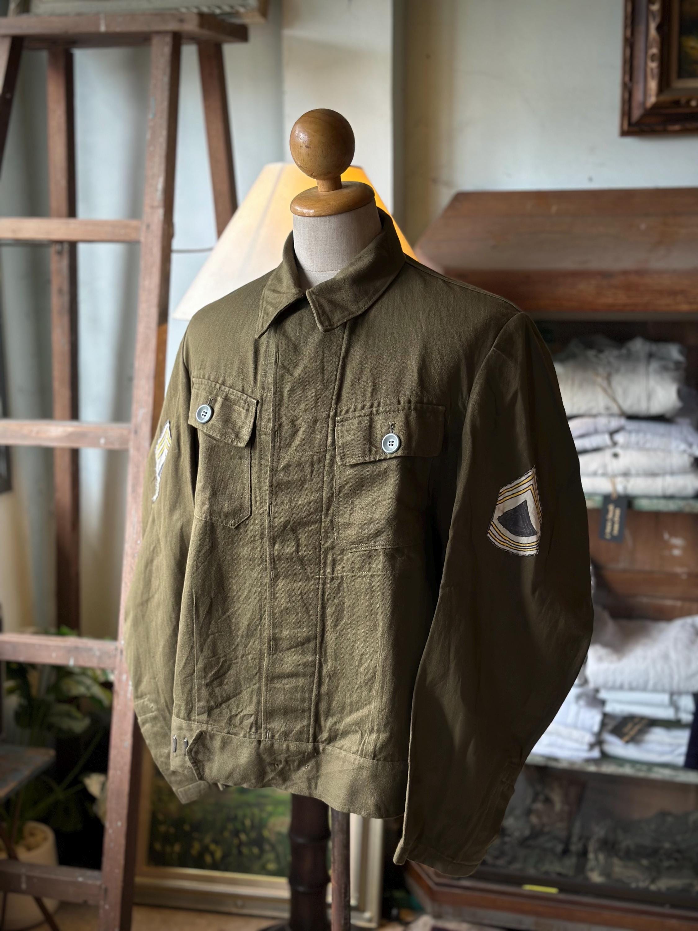 40s実物 月桂樹ボタン M-47 HBTジャケット MEDIUM(XL~相当 40s実物 月桂樹ボタン M-47 HBTジャケット MEDIUM(XL~相当