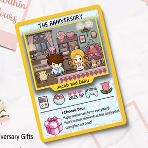 Gift for Her, Pokemon Anniversary Card, Custom Pokemon Card, Custom Anniversary Cards, One Year Anniversary Gifts, Gift for Him