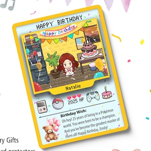 Carte d'anniversaire Pokémon personnalisée, carte Pokémon personnalisée, cartes d'anniversaire personnalisées, carte-cadeau d'anniversaire, cadeau d'anniversaire pour elle, cadeau pour amis