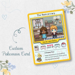 Tarjeta de aniversario de Pokémon, tarjeta de Pokémon personalizada, tarjeta de cumpleaños de Pokémon, regalos de primer aniversario, regalos para novios, regalo para él