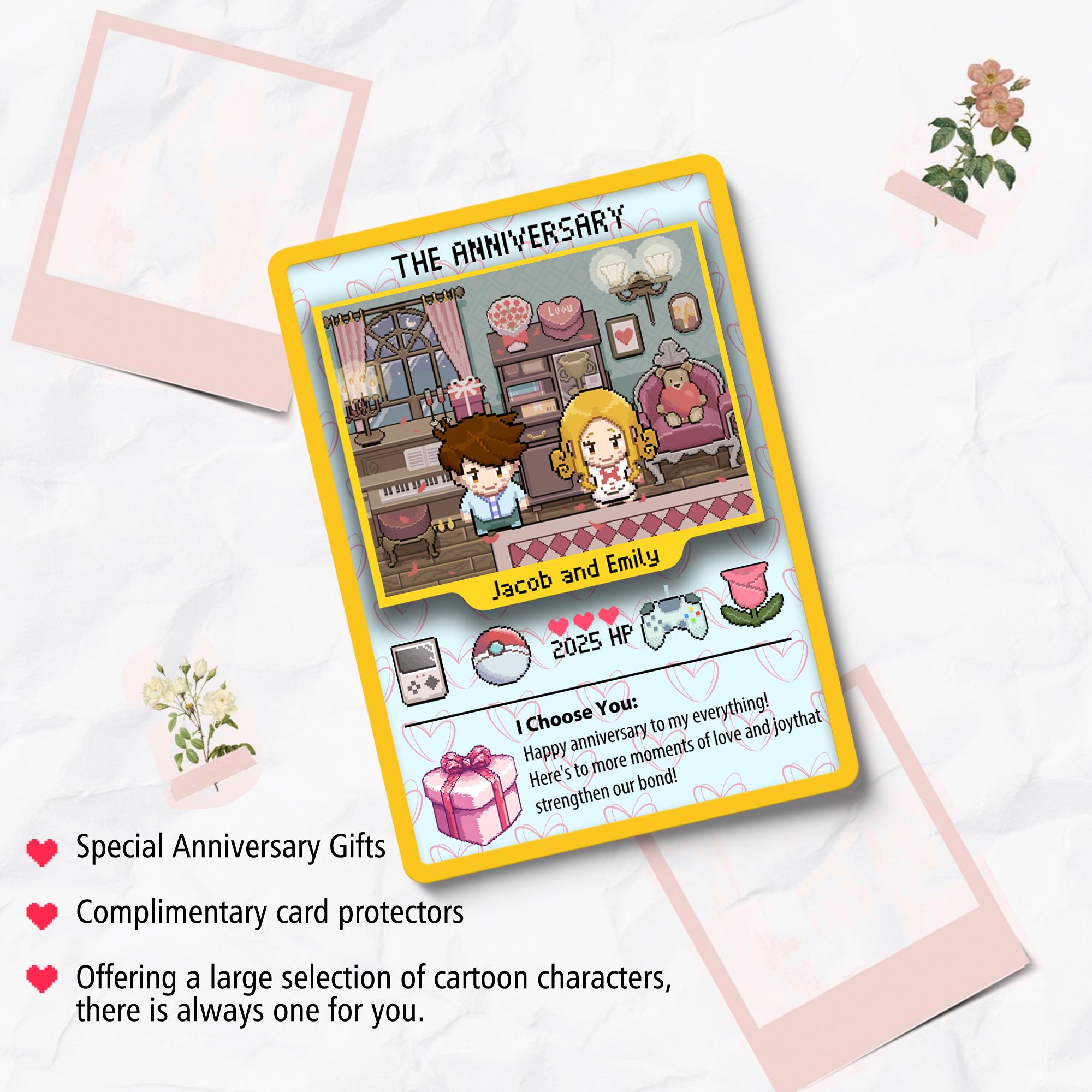 Pokemon Anniversary Card, Custom Pokemon Card, Custom Anniversary Cards, One Year Anniversary Gifts, Gift for Her, Gift for Him