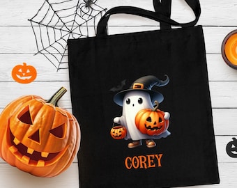 Personalized Trick or Treat Bags, Personalized Halloween Bag, Halloween Tote Bag, Canvas Tote Bag