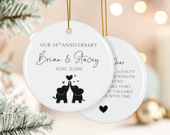 Ivory anniversary gifts, 14th Wedding Anniversary Ornament, 14th Ivory Anniversary Gifts, 14th Anniversary Gift for Him, Her, Wife, Husband
