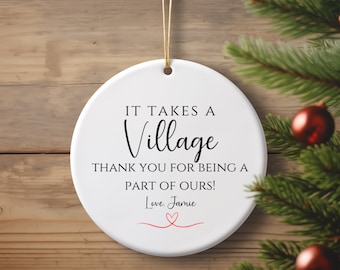 It Takes a Village Christmas Ornament, Custom Thank You Gift for Childcare Workers or nanny, Appreciation Keepsake for Daycare Provider