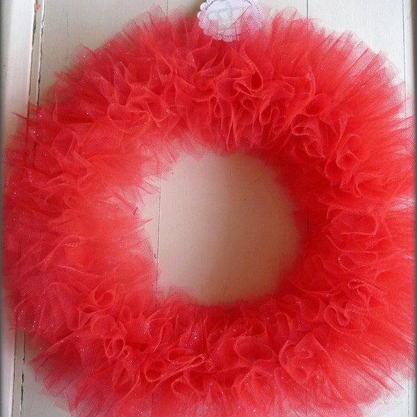 Custom Tulle Wreath - Your choice of colors - 12 inch diameter - for holidays, birthdays, baby showers, decoration