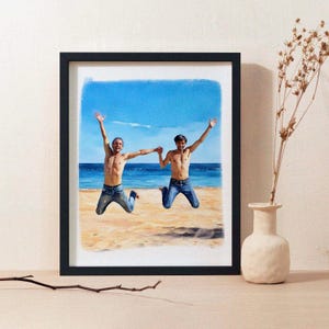 Personalized Watercolor Gay Lesbian Portrait from Photo, Single or Merge Multiple Photos into One, Pride Month Custom Couple & Family Art
