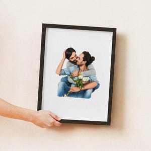 Personalized Watercolor Gay Portrait from Photo, Single or Merge Multiple Photos into One, Pride Month Custom Couple & Family Art