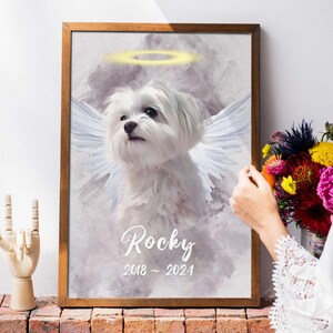 Personalized Watercolor Dog Memorial Portrait - Custom Dog Loss Gift, Dog Sympathy & Bereavement Keepsake, In Loving Memory Remembrance Art