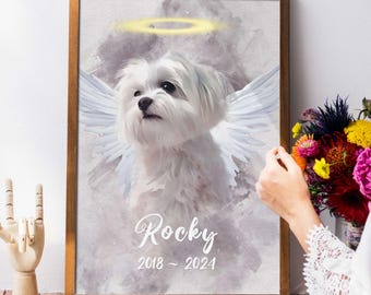 Personalized Watercolor Pet Memorial Portrait: Custom Dog Loss Keepsake