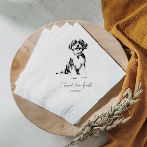 Custom Pet Portrait Napkins: Dog & Cat Wedding Party Decor