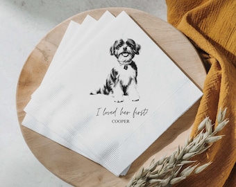 Aangepaste servetten huisdierportret: hond, kat bruiloftsfeestdecor