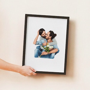 Personalized Watercolor Gay Portrait from Photo – LGBTQ Gift, Pride Month Custom Couple & Family Art, Digital or Canvas Gift