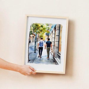 Personalized Watercolor Gay Portrait from Photo, Single or Merge Multiple Photos into One, Pride Month Custom Couple & Family Art