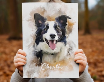 Custom Watercolor Pet Portrait: Personalized Dog or Cat Memorial Gift