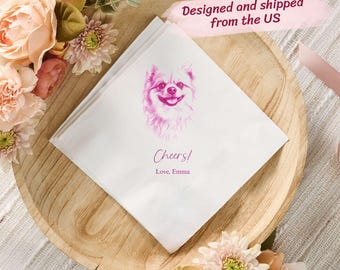 Aangepaste servetten huisdierportret: hond, kat bruiloftsfeestdecor