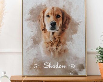 Personalized Watercolor Pet Portrait, Gift for Pet Owner, Pet Lover, Gift for Pet, Dog Portrait, Cat Portrait, Memorial Gifts, Pet Loss Gift