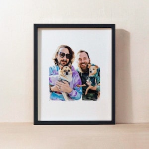 Personalized Watercolor Gay Lesbian Portrait from Photo – LGBTQ Gift, Pride Month Custom Couple & Family Art, Digital or Canvas Gift