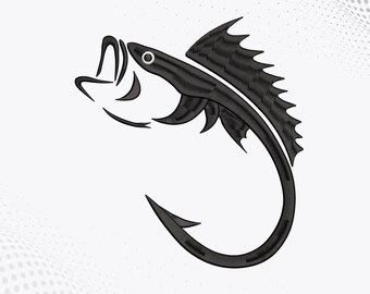 Fischen Logo Stickdatei, Stickmuster, 6 Grössen (Instant Download)